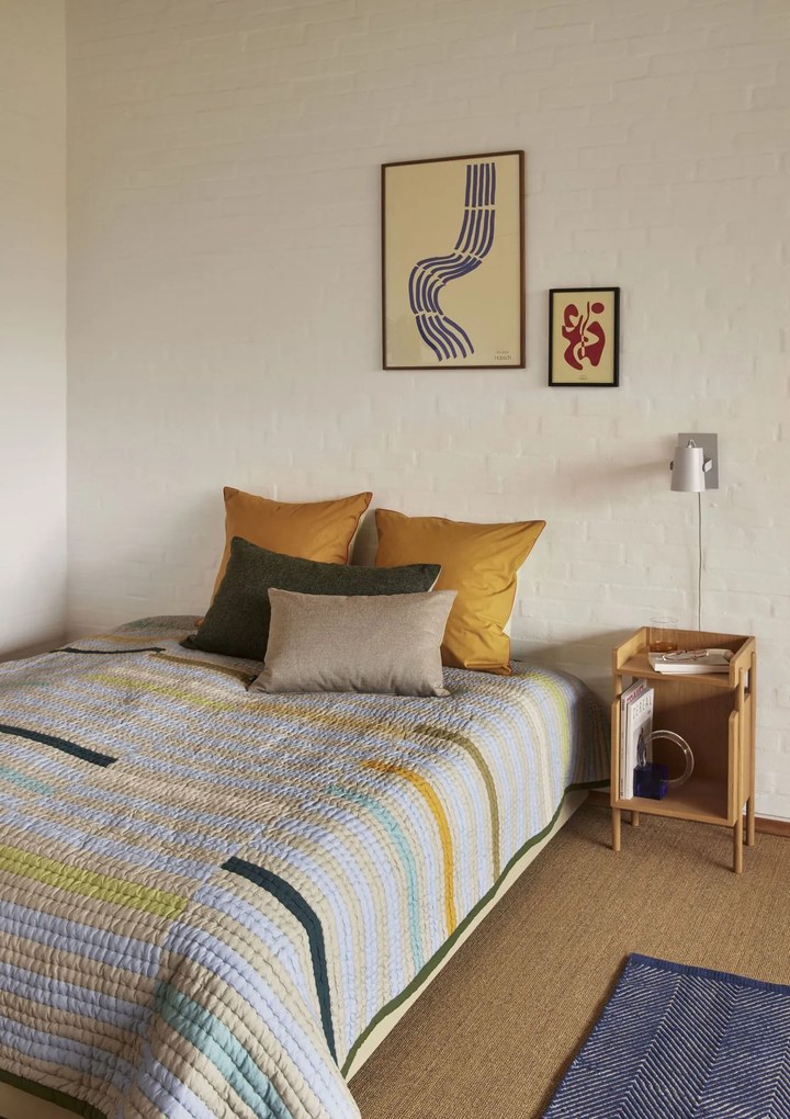 Hübsch Bavlnená posteľná bielizeň Aki Orange/Green 140 x 200 cm