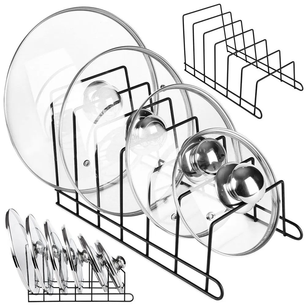 VILDE Držiak, stojan na pokrievky do zásuvky - 6 pozícií, viac veľkostí, čierny
