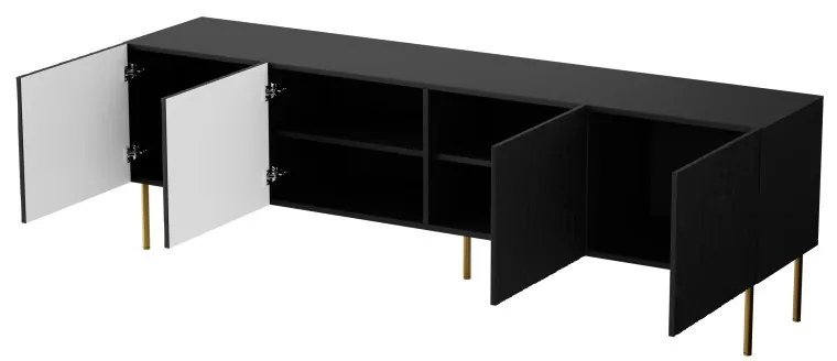 TV skrinka Jungle 190 cm čierna/zlatá