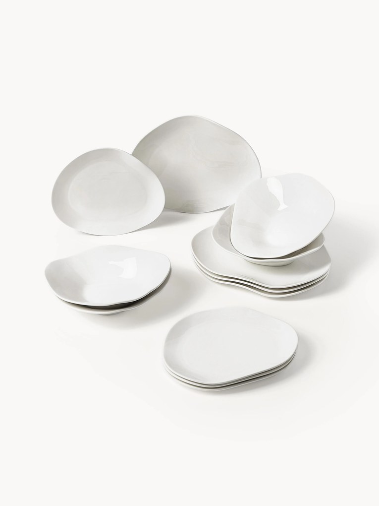 Porcelánová súprava riadu v organickom tvare Joana, 4 osoby, 12 ks