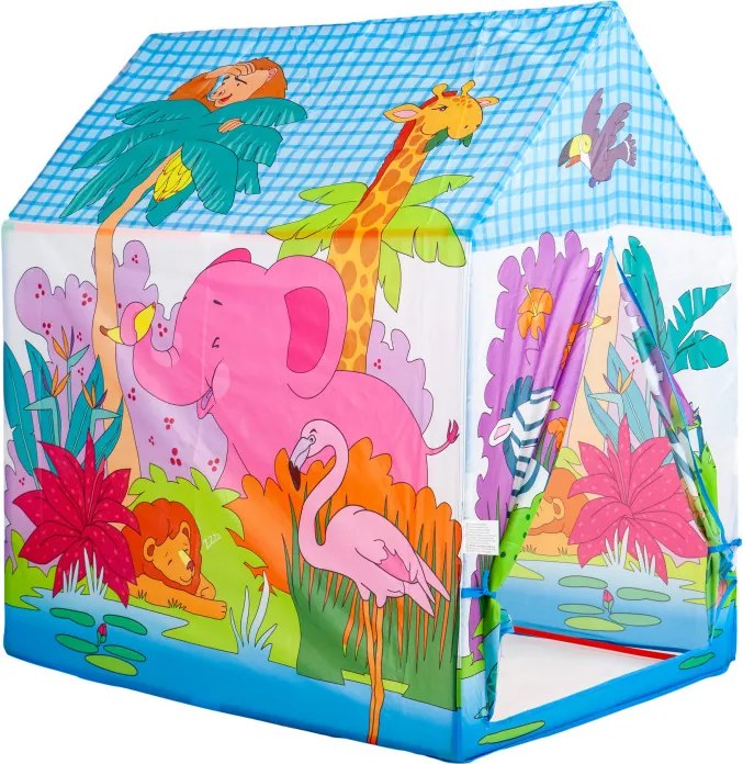 Detský hrací stan IPLAY ZOO domček – farebný, do domu a záhrady, 95×72×102 cm