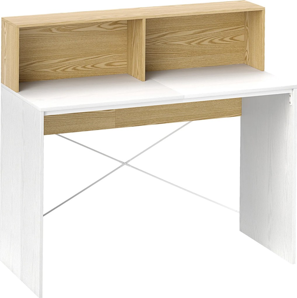 HOMCOM Počítačový Stôl so Štúdiovým Priestorom 110 x 50 cm s 2 Otvorenými Oddeleniami a Poličkou, Počítačový Stôl do Spálne, pre Malé Priestranstvá, B