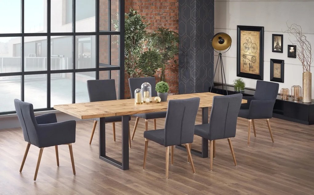 Jídelní rozkládací stůl Press 160/250 cm dub artisan/černý