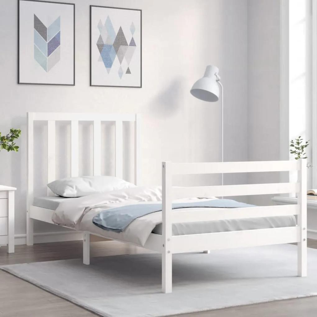Rám postele s čelom biely 3FT jednolôžko masívne drevo 3193757