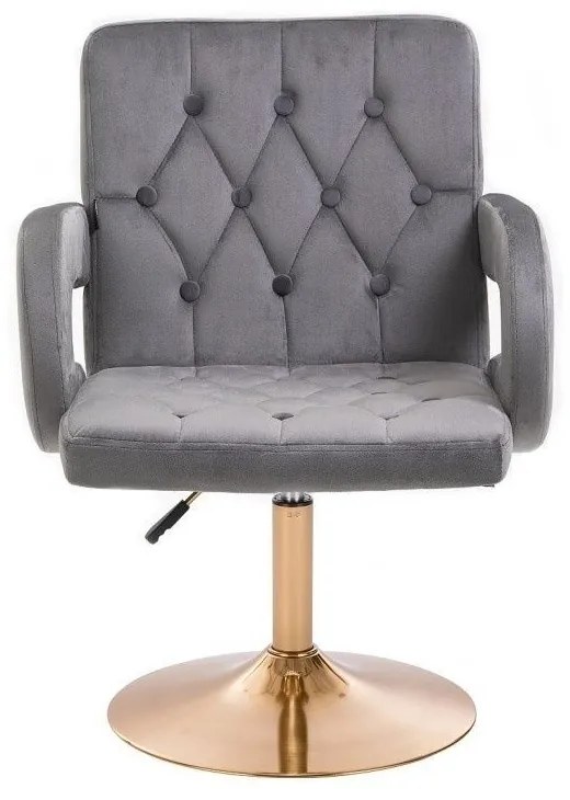 LuxuryForm DESIGN Stolička BOSTON VELUR na zlatom tanieri - sivá