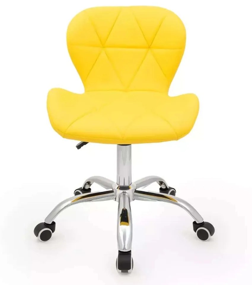 LuxuryForm DESIGN Stolička LIVIO na striebornej podstave s kolieskami - žltá