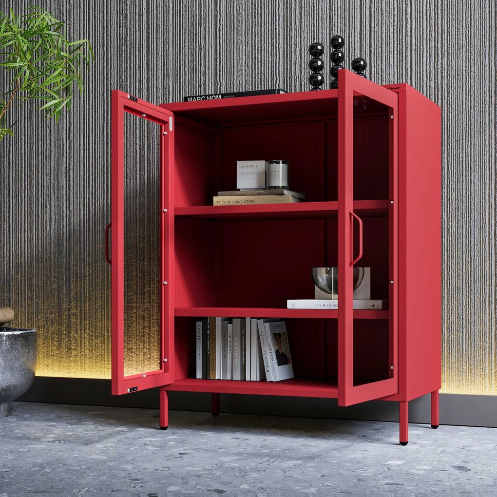Vitrína GINA, 800 x 1015 x 400 mm, Modern: červená farba