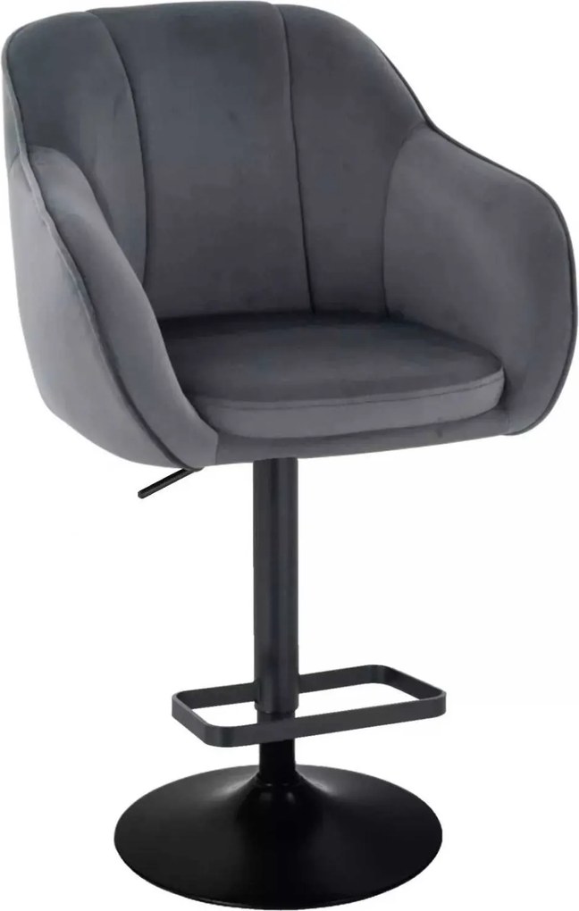 LuxuryForm DESIGN Barová stolička AVOLA VELUR na čiernom tanieri - tmavo šedá
