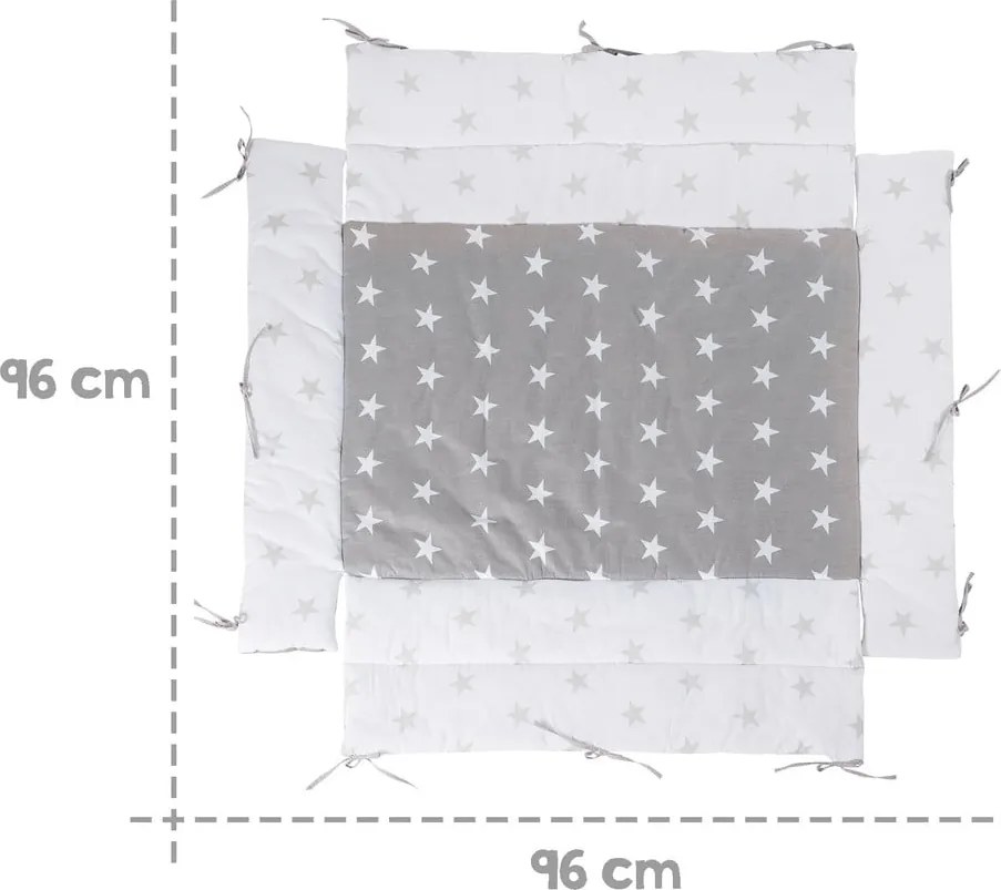 Biely/sivý mantinel do postieľky s prímesou bavlny 96 cm Little Stars – Roba