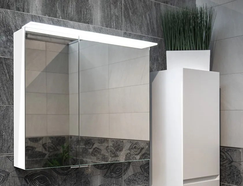 Sapho Sapho, LINEX galérka s LED osvetlením, 80x70x15cm, biela, LX080-0030