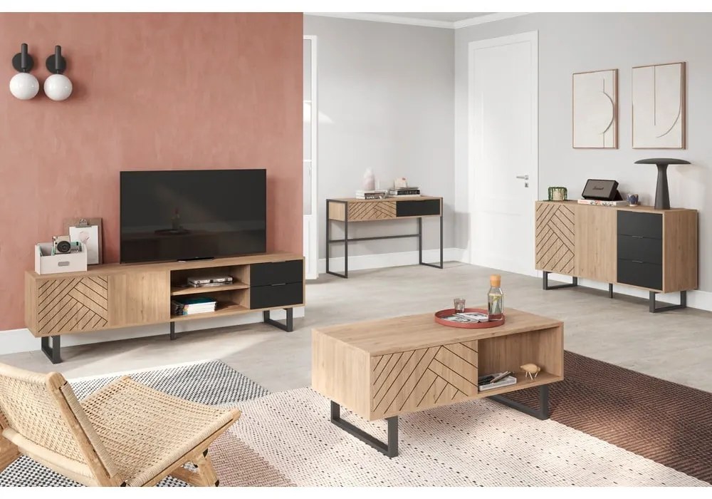 Konferenčný stolík v dekore duba v prírodnej farbe 55x110 cm Madona - Marckeric