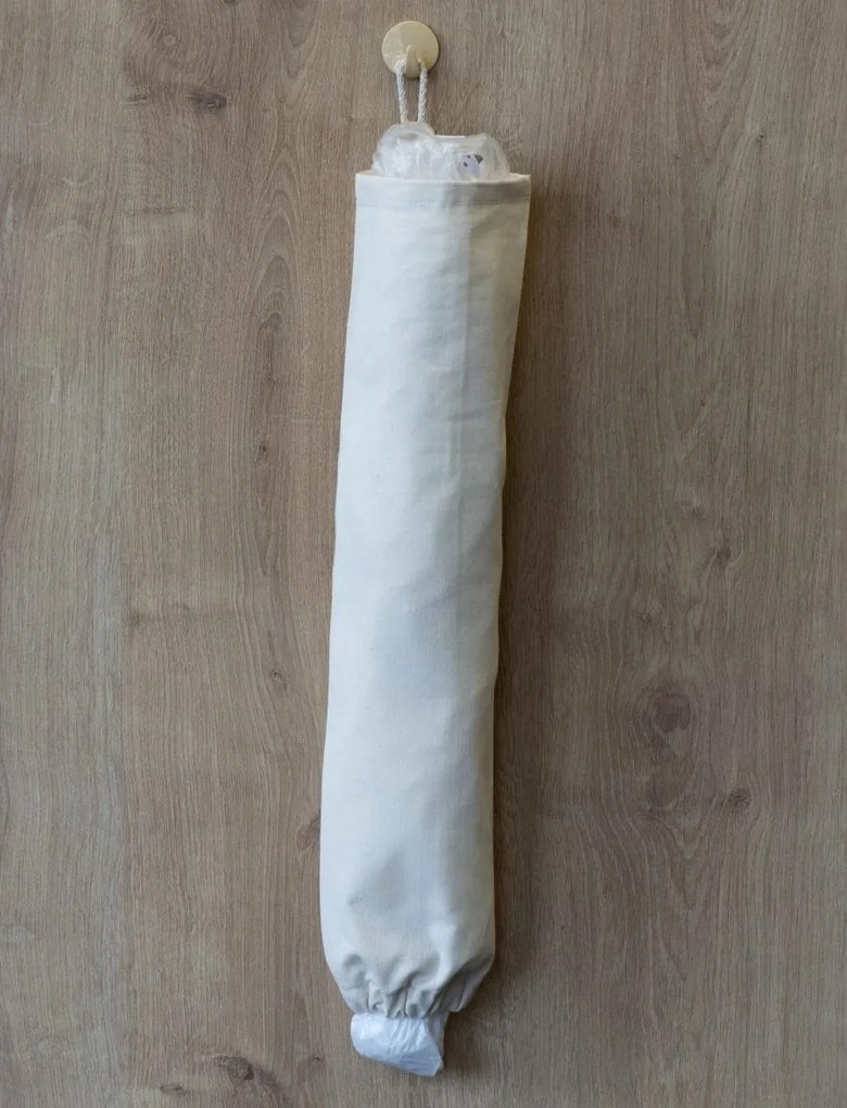 Sáčkovník - organizér na plastové vrecká, režný