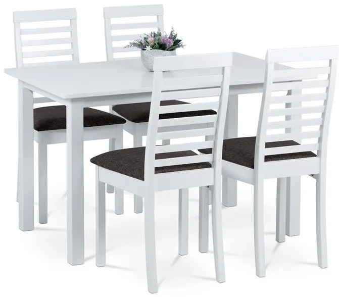 Autronic BONTEC Jedálenský set so 4 stoličkami, 120x75x75cm, masív, orech, AUT-4000 WAL Farba: Biela