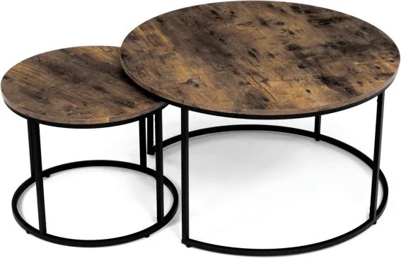 Sada 2 konferenčných stolíkov old wood AF-3002 OLW