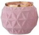 Zamatovo ružový sklenený svietnik Velours Boule - 7 * 8 cm