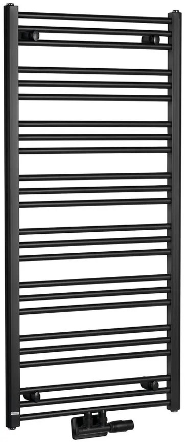 Bruckner Bruckner, ALBRECHT vykurovacie teleso 600x1250 mm, stredové pripojenie, čierna matná, 600.117.6