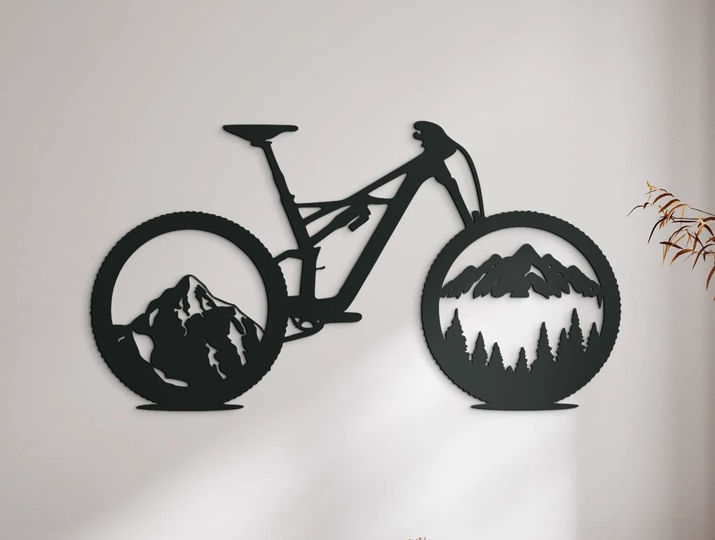 drevko Drevená nálepka Horský bicykel Rozmer obrazu: 24,5 x 44,5 cm, Farba dekorácie: Čierna