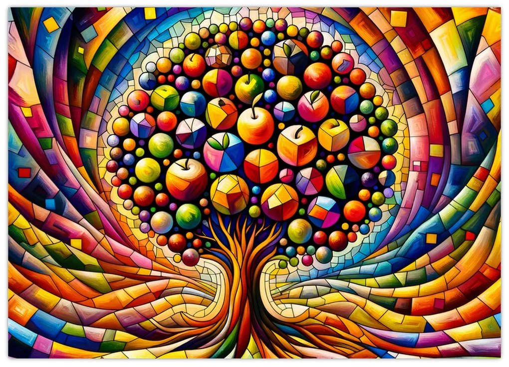 Obraz – Farebný strom s jablkami (70x50 cm)