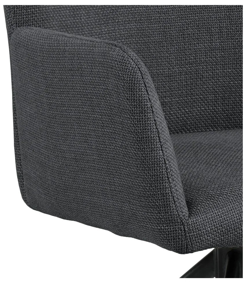 Tmavosivé čalúnené jedálenské kreslá v súprave s podrúčkami 2 ks Laura – Actona