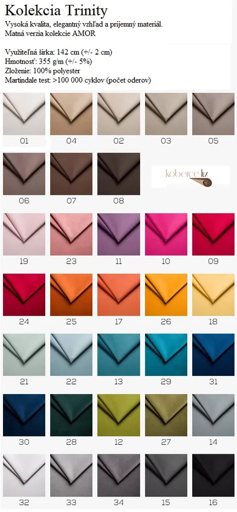 Farba podľa vlastného výberu Leňoška LONGUE Velvet