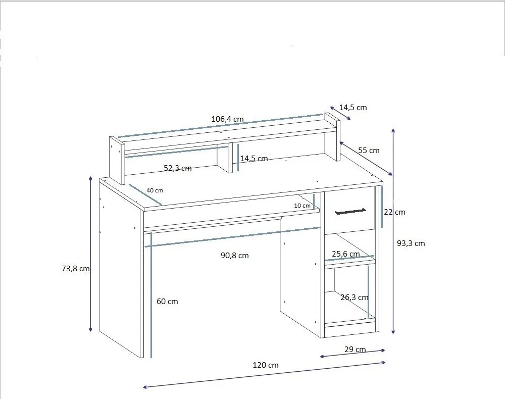 Písací stôl Eslem antracitový