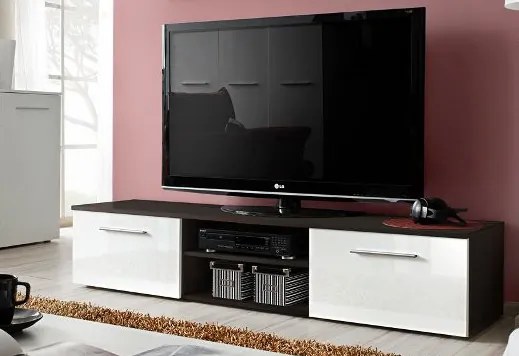 TV stolík/skrinka Beryl 23 EMWH B2 (wenge + lesk biely). Akcia -17%. Vlastná spoľahlivá doprava až k Vám domov. 764354