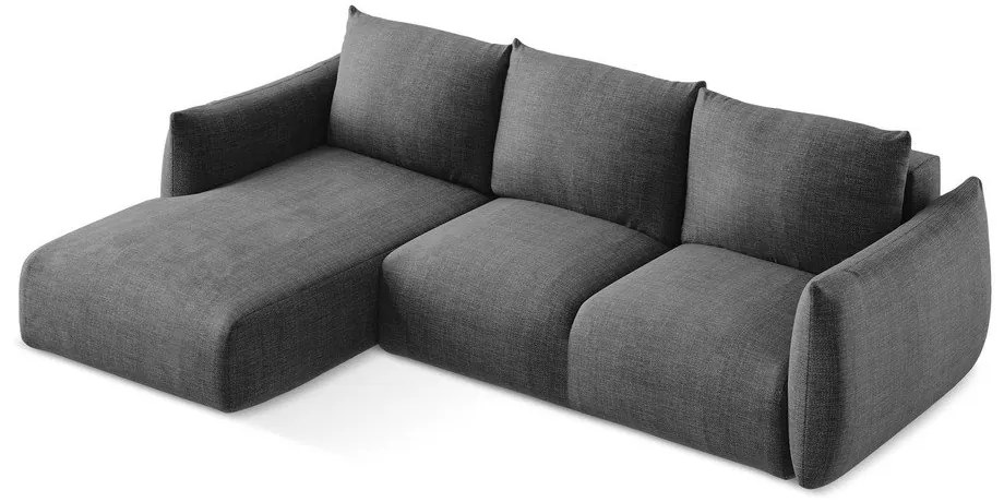 Tmavosivá rozkladacia rohová pohovka (ľavý roh/s leňoškou) Leila – Makamii