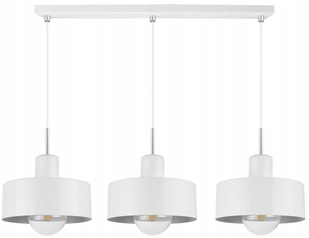 Závesné svietidlo Barcelona, 3x biele kovové tienidlo, ch