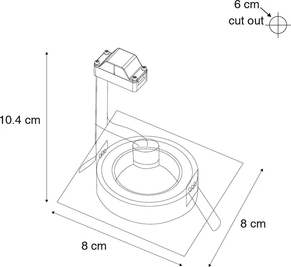 Sada 6 vstavaných bodových svetiel bielych štvorcových GU10 50 mm IP44 - Xena