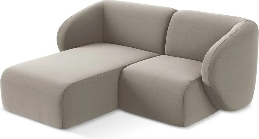 Svetlohnedá zamatová rohová pohovka (ľavý roh/s leňoškou) Lani – Makamii