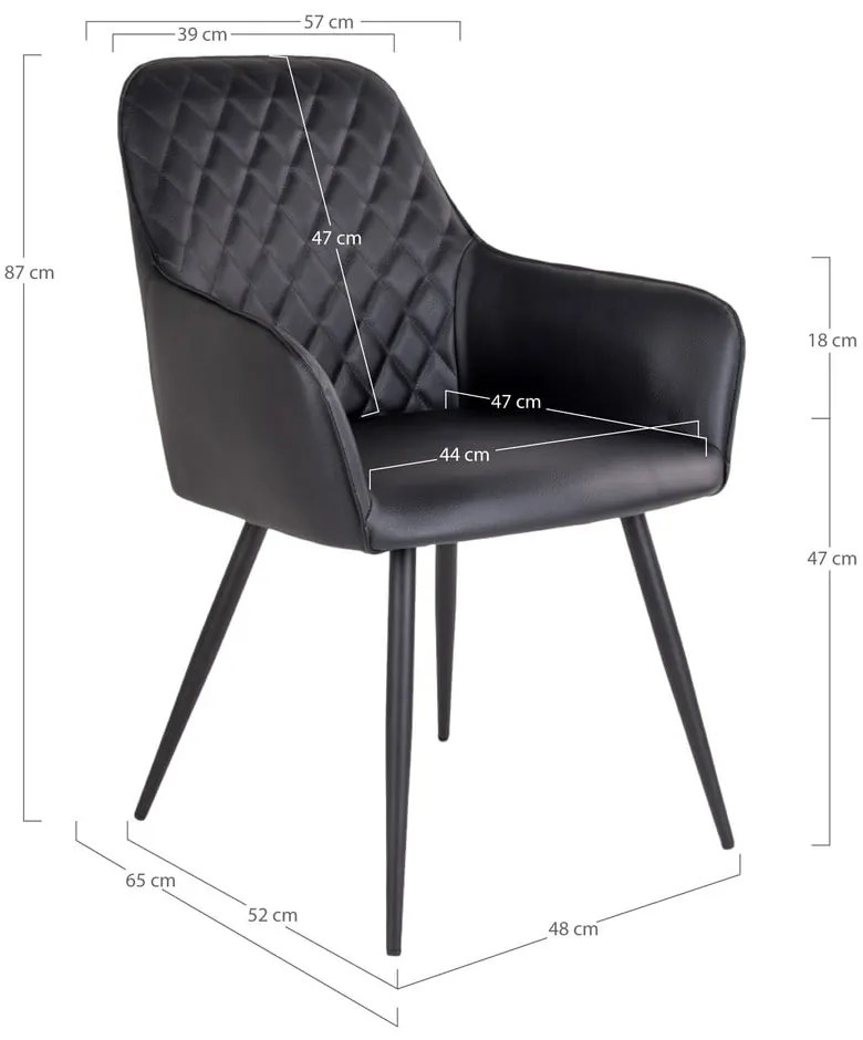 Čierne čalúnené jedálenské kreslá v súprave s podrúčkami 2 ks Harbo – House Nordic