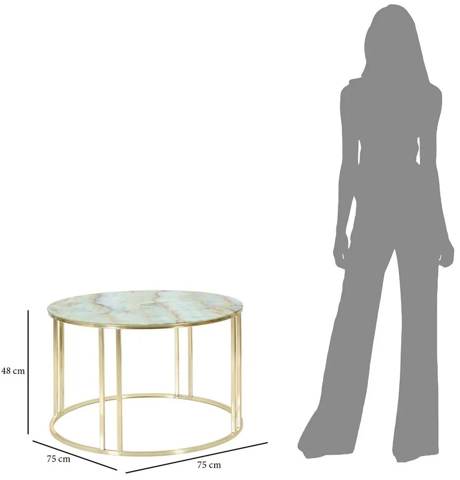 Bielo-zlatý konferenčný stolík Mauro Ferretti Sepa, ø 75 cm