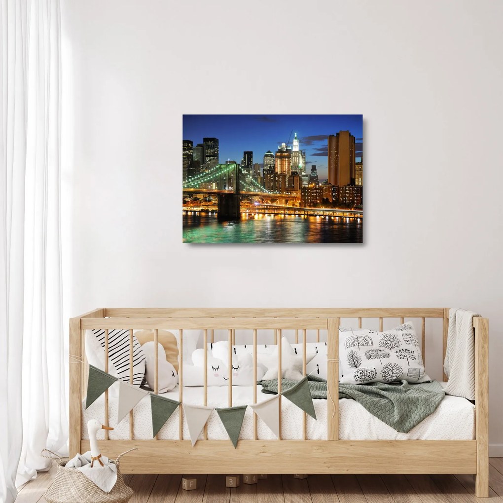 Sklenený obraz - Most s New Yorkom (70x50 cm)