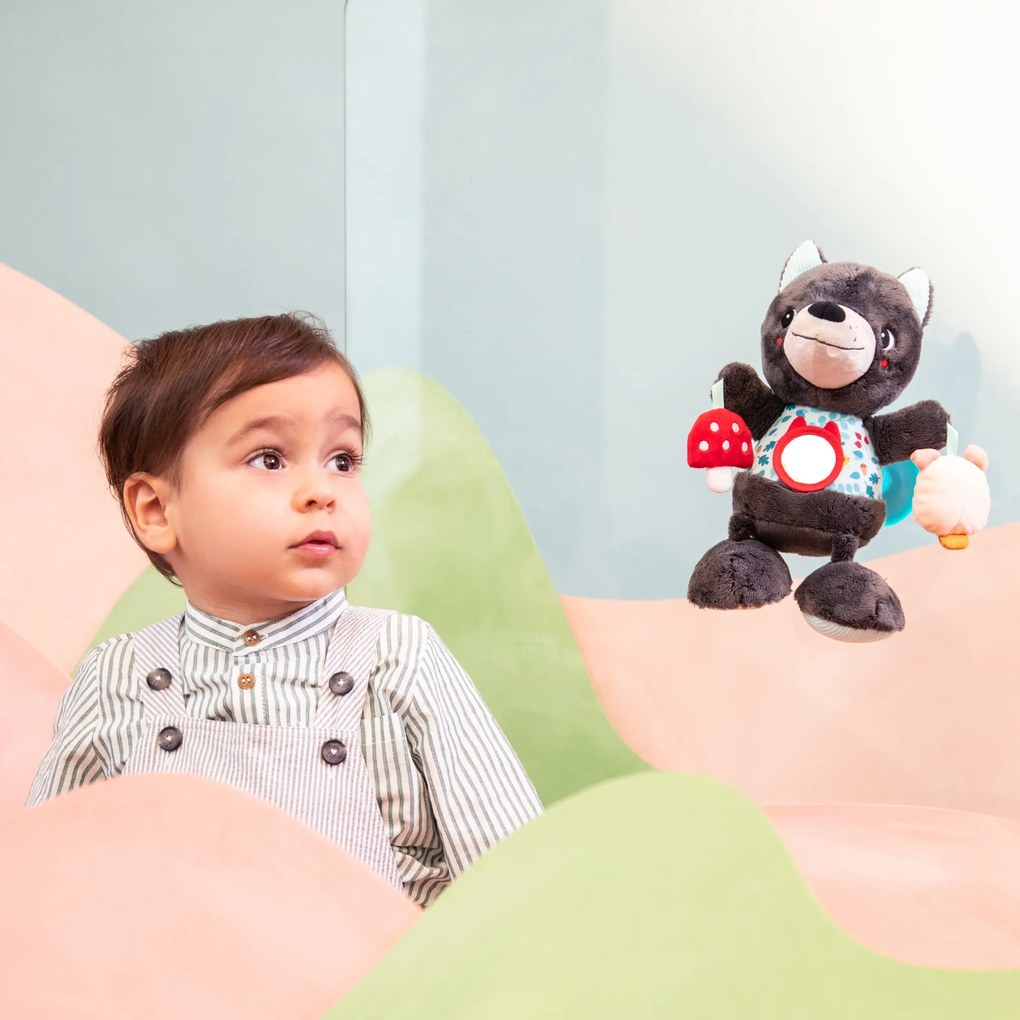 Lilliputiens - cestovná plyšová hračka s aktivitami - vlk Ľudovít