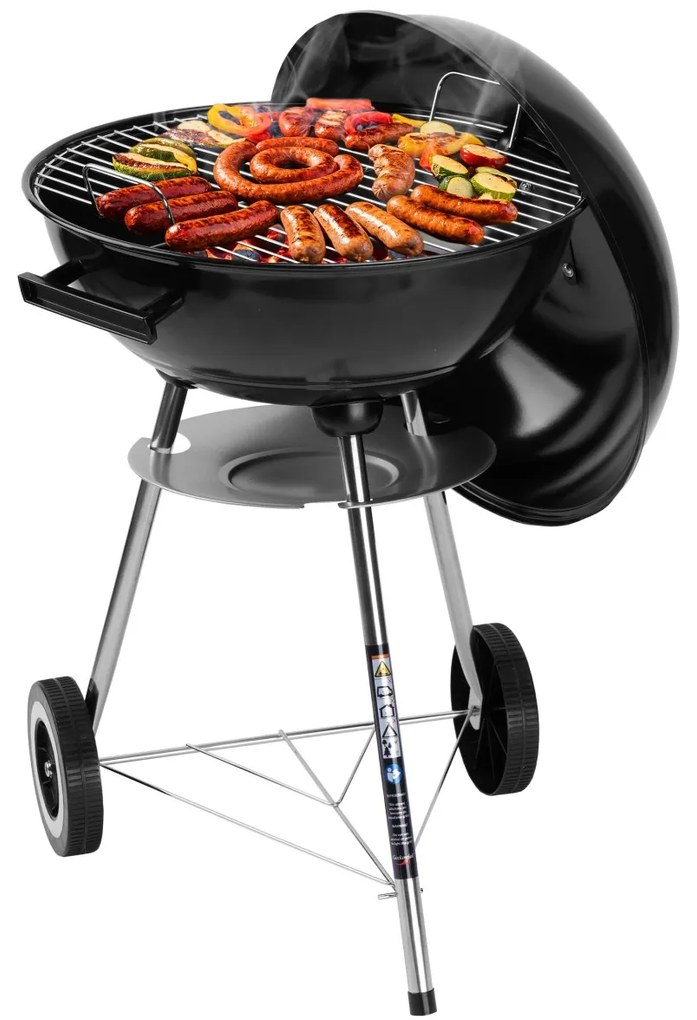 Záhradný gril na drevené uhlie RUND čierny