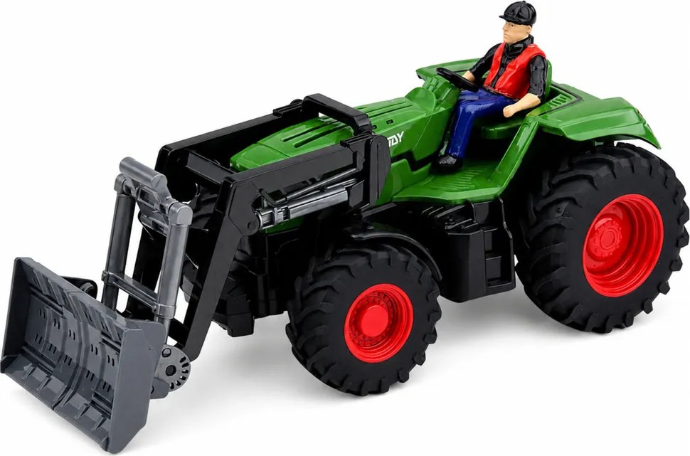 LEAN Toys Poľnohospodársky traktor s buldozérom a poľnohospodárom, diaľkovo ovládaný RC v mierke 1:24
