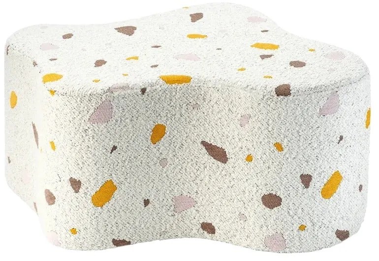 Biely detský puf z textílie buklé/ženilkový Terrazzo Cloud – Wigiwama