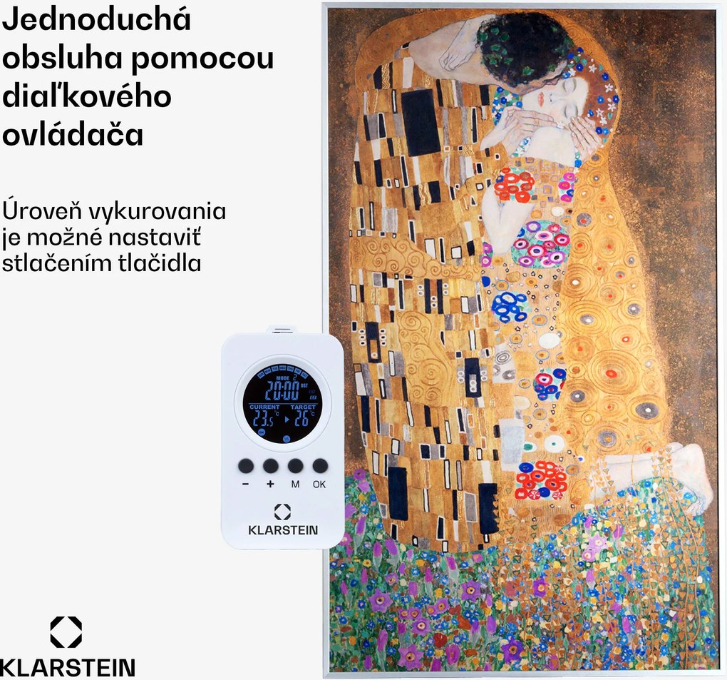 Klarstein Wonderwall Air Art Kuss, infračervený ohrievač, 101 x 60 cm, 600 W, nástenná inštalácia, diaľkové ovládanie
