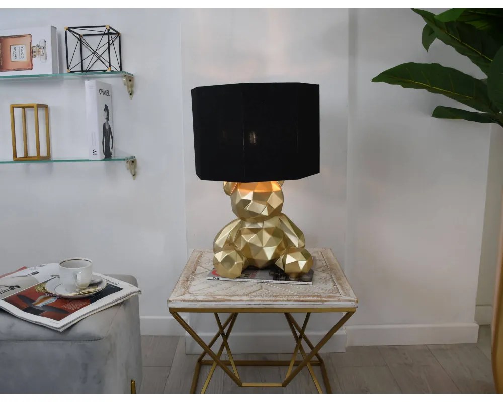 Facetovaný medveď zlatý dekor lampa