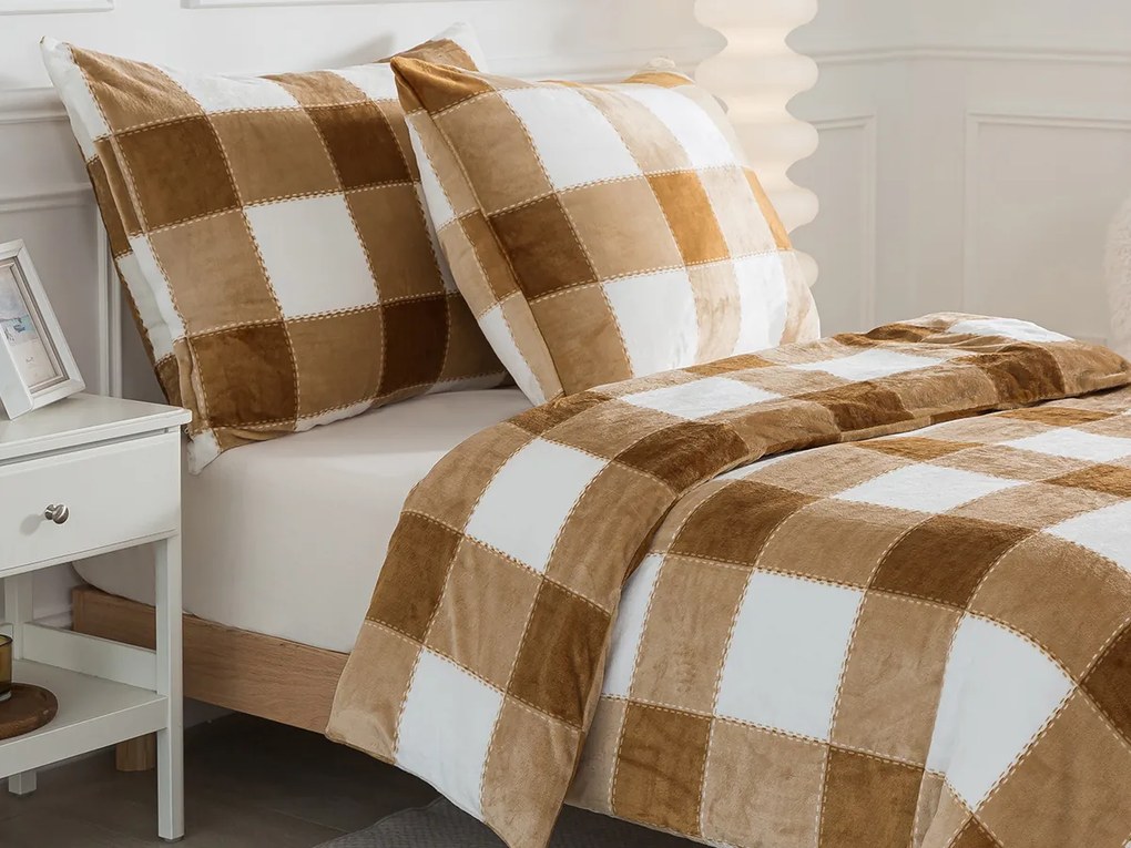 XPOSE® Mikroplyšové  obliečky KÁRO  Exclusive - béžové