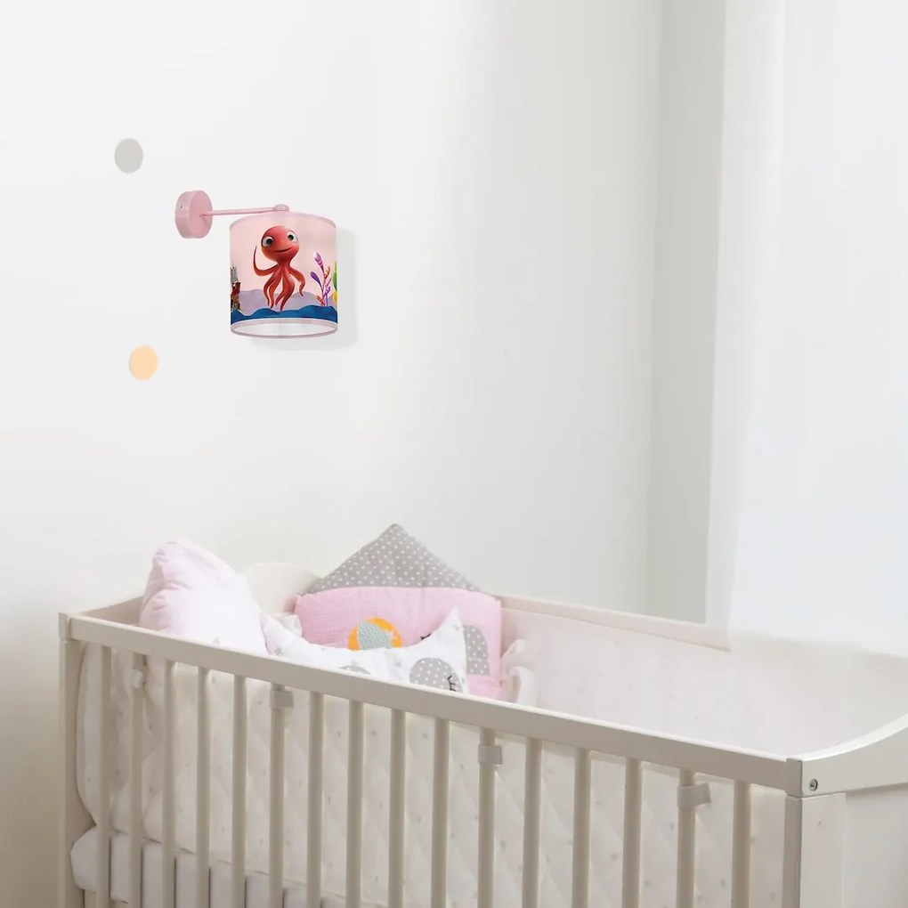 Detské nástenné svietidlo Lola, 1x plastové tienidlo so vzorom, p