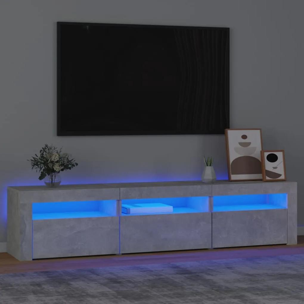TV skrinka s LED svetlami betónová sivá 180x35x40 cm