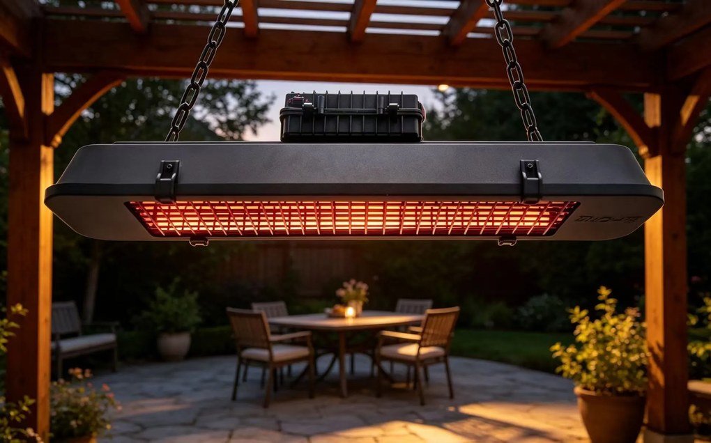 Závesný terasový infražiarič, 2500 W, čierny