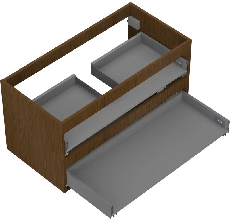 Mexen Box-A, závesná skrinka 90 cm, 2 zásuvky, orech, 91AX0-0900-470-2-86