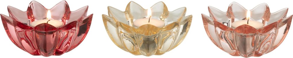 3ks ružový mix sklenený svietnik tulipán Tulippo - Ø 8*12 cm