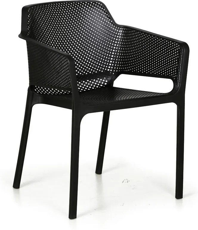 Plastová bistro stolička RUSTIC, čierna, 4 ks