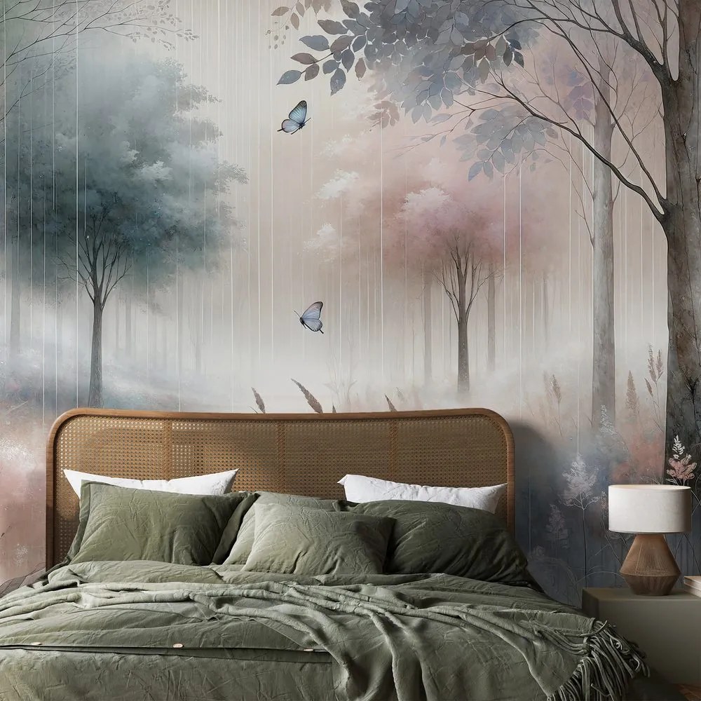 Tapeta jemný lesný sen s motýľmi