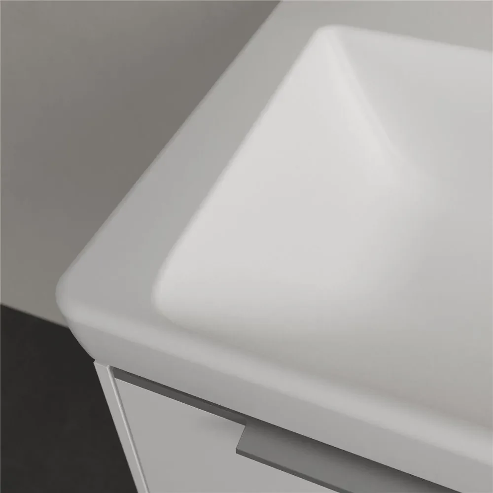 VILLEROY &amp; BOCH Subway 3.0 umývadlo na skrinku bez otvoru, bez prepadu, 550 x 440 mm, Stone White, s povrchom CeramicPlus, 4A70F6RW