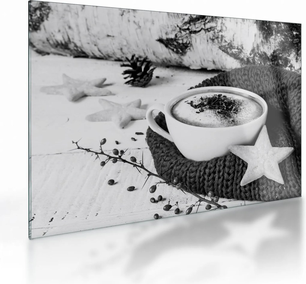 Sklenený obraz - Zimné cappuccino (70x50 cm)