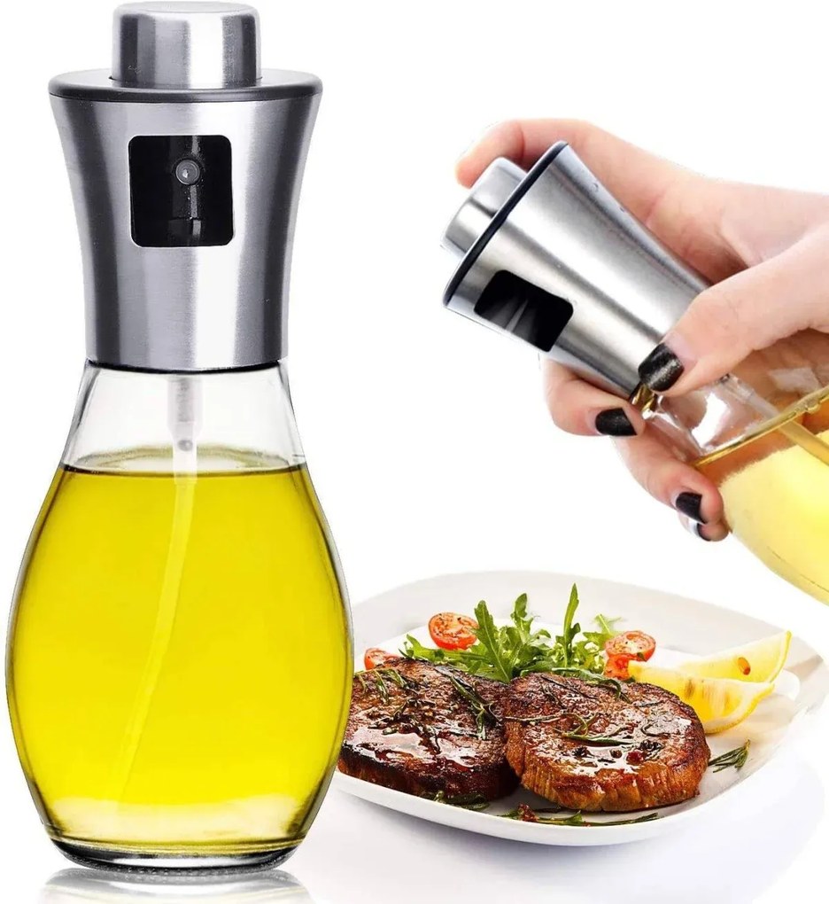 Dávkovač oleja s rozstrekovačom 200 ml - strieborný